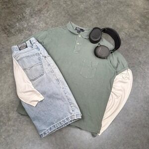 Polo Ralph Lauren Green Pocket Polo Shirt Vintage Preppy Tee